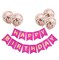 GrandShop 50244 Balloons with Silver Colored Pre-Filled Confetti and Pink Colored Happy Birthday Banner Combo