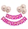 GrandShop 50244 Balloons with Silver Colored Pre-Filled Confetti and Pink Colored Happy Birthday Banner Combo