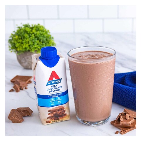 Atkins Milk Chocolate Delight Shake 325ml x Pack of 4