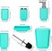 Bathroom Accessories Set of 6 Modern Design 6 Pieces Bathroom Accessory Set Soap Dispenser Toothbrush Holder Tooth Mug Soap Dish Toilet Brush Rubbish for Bathroom Home Decor (Teal)