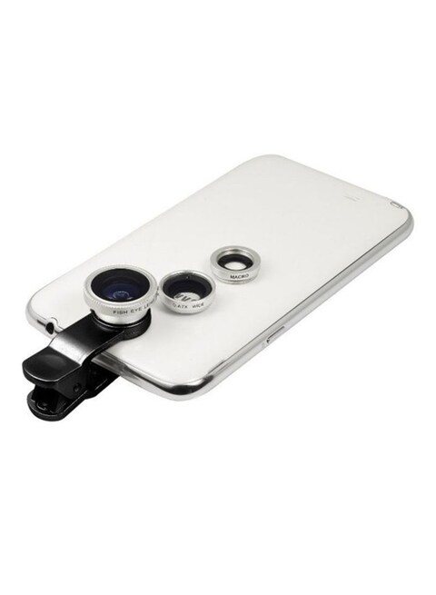 Generic - 3-In-1 Clip-On Camera Mobile Phone Lens Black/Silver