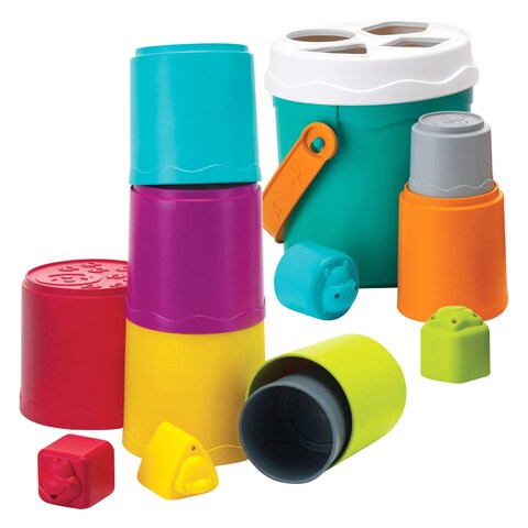 Infantino Stack&#39;n Nest Buckets Shape Sorting Toy 6+ Months 14 Pieces