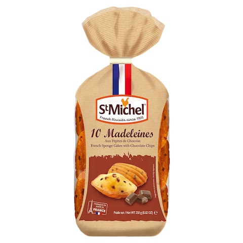 St Michel 10 Madeleines French Sponge Cakes With Chocolate Chips 250g