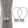 2 Pieces Magnetic Curtain Tiebacks,Strong Magnetic Curtain Buckles Curtain Clips Rope Straps for Indoor Home Office Window Decoration(Grey)