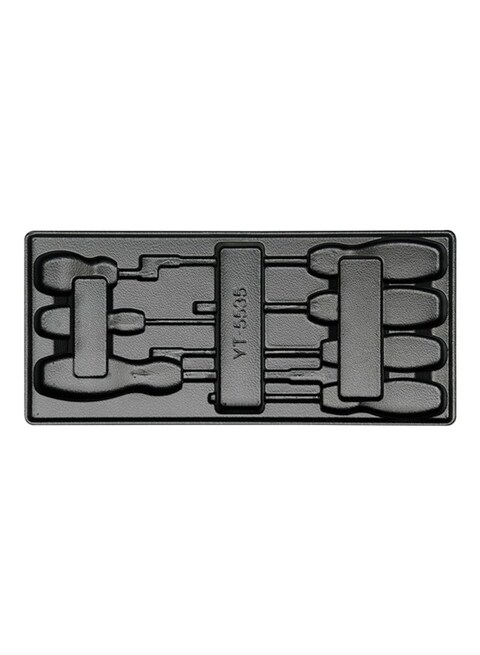 7-Piece Slotted Screwdrivers PVC Tray Black