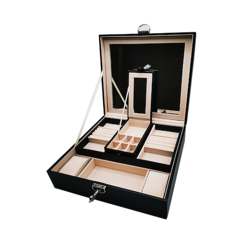 Jewelry Box Ideal Gift , Double Layer Display Jewelry Box , Large Capacity Jewelry Box Waterproof PU Leather Packaging Travel Packaging Neck
