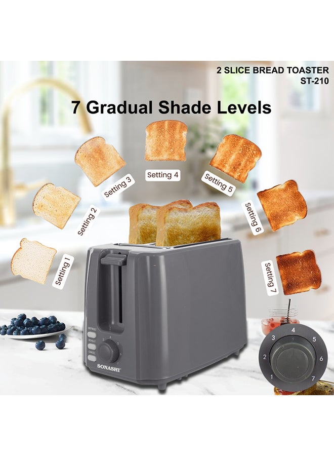 Sonashi 2-Slice Bread Toaster 750 W ST-210 Grey