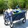 Generic Garden Cart Folding Wagon Foldable Heavy Duty Outdoor Trolley Utility Transport Cart 80Kg Max Load, For Outdoor/Festivals/Camping, Blue