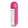 Pill Bottle, 2 in 1 Candy Colours Pill Box Organizer with Water Bottle to Keep Weekly Medicine Vitamins. (Capacity : 20oz,600ML, Material : Plastic, Colour : Pink)