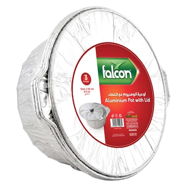 Falcon Aluminium Pot With Lid 3.7L Silver 3 PCS