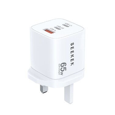 SEEKEN Spectra 65W GAN Charger - White   Fast Charging   3 in 1   Compact   Power Delivery   Premium Design   High-Quality.