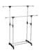 Generic Clothes Double Pole Portable Rack Silver/Black Medium