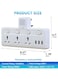 Sky-Touch Multi-Plug Extension Socket With 3 USB Extender, Wall With 3 Outlets, And An Electrical Power Extender Outlet Adaptor, For Home, Office, And Kitchen, White