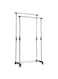 Double Pole Clothes Rack And Wheels Silver/Black
