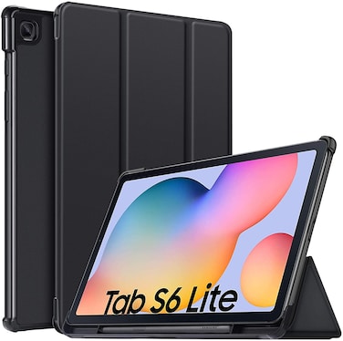QuickTech Cover Case for Samsung Galaxy Tab S6 Lite 10.4, Slim PU Cover Case for Samsung Galaxy Tab S6 Lite 10.4 inch Tablet Black