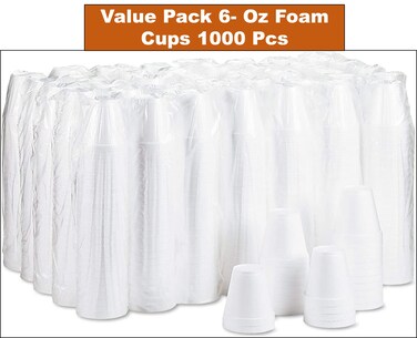 EcoQuality 12 Oz White Insulated Foam Drinking Cup Single Use Disposable For Drinks Coffee Tea Juice Soda Espresso Latte Cooler Water Cups 1000 5 thumbnail image