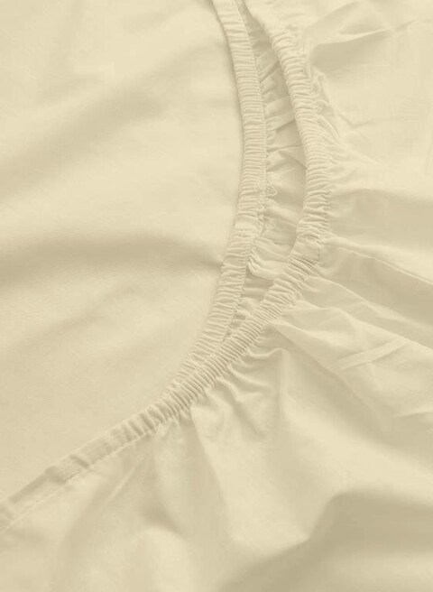 Deyarco Princess Fitted Sheet 3pc-Fabric: Cotton Poly Easy Iron - Color: Cream -Size: King 200x200+30cm + 2pc Pillowcase 50x75cm