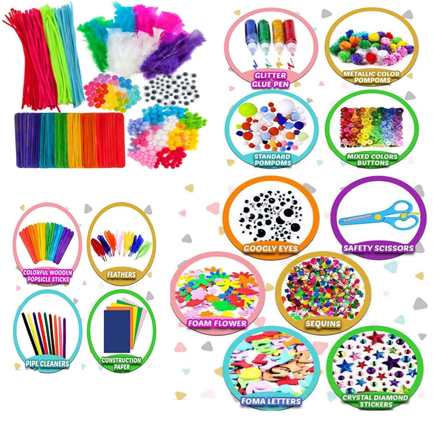 1000PCS Arts and Crafts Supplies for Kids Toddler DIY Art Craft Kits Crafting Materials Toys Set for School Home Projects Craft Supplies