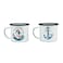 Biggdesign Anemoss  Sailor Girl and Anchor Enamel Mugs Set Pack of 2, Enamel Camping Mug, Enamel Coffee Mug, Backpacking Mug, Campfire Mug,  Drinking Cup for Kitchen, Campfire, Home and Travel
