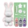 BUNNY MONEY SAVER FIGURINE (9 inch - 23 cm) ACRYLIC DRIP POURING PAINT DIY SET Colors: Light-Pink, Silver, Light-Purple.