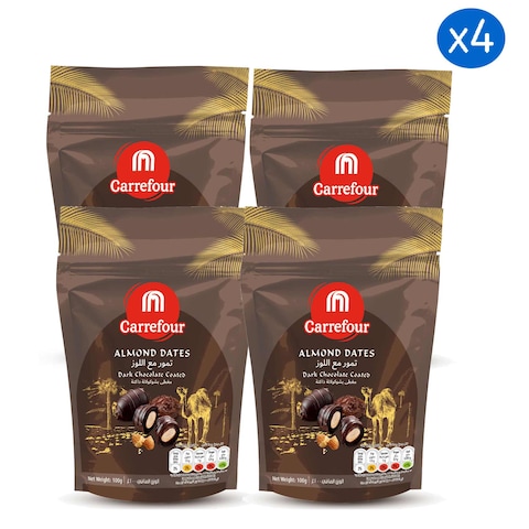 Carrefour Almond Dates With Dark Chocolate Coated 100g Pack of 4