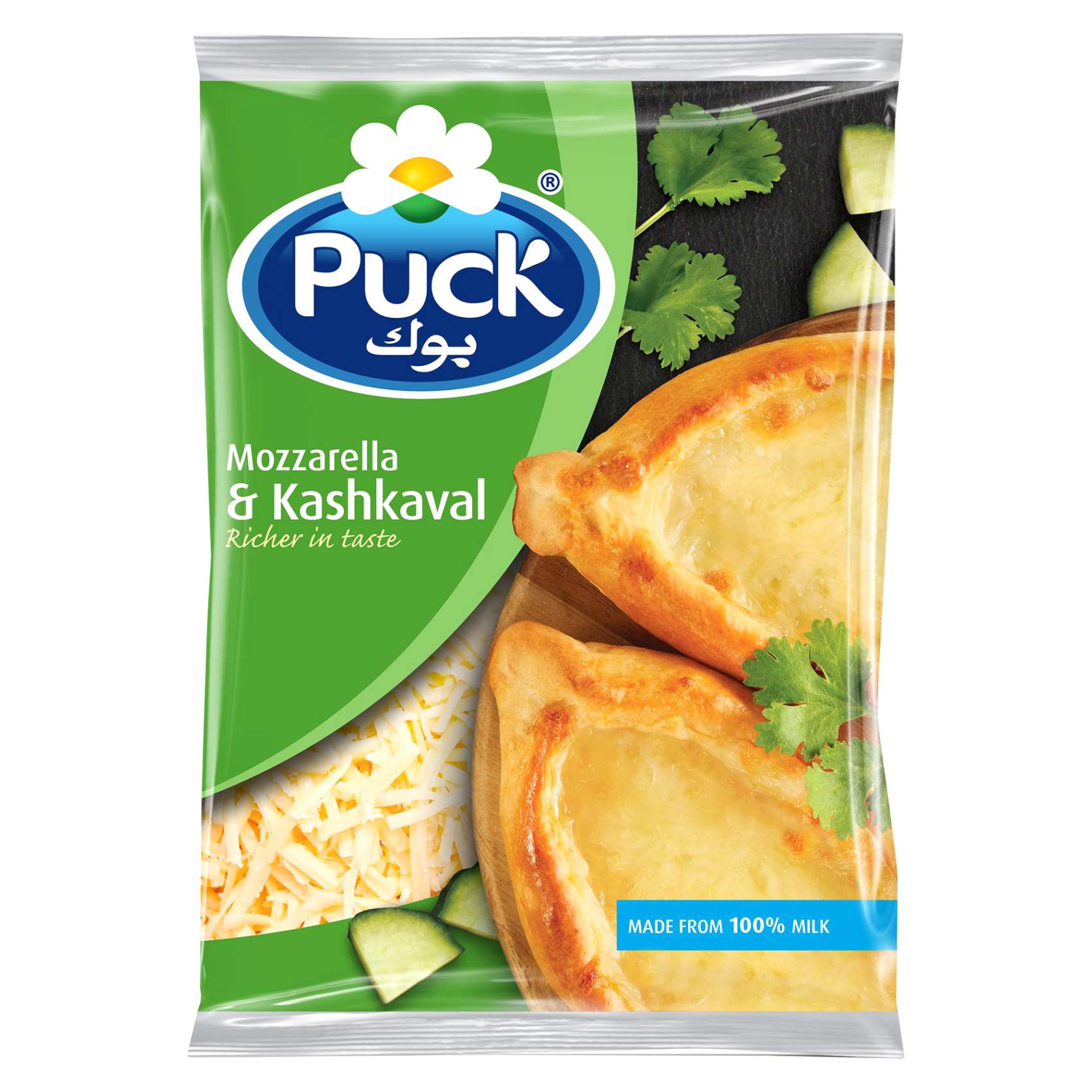 Puck Mozzarella And Kashkaval Shredded Cheese Mix 180g