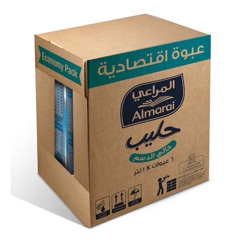 المراعي حليب خالي الدسم - 1 لتر - 6 قطع