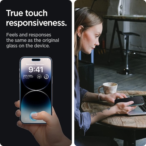 Spigen GLAStR EZ FIT [PRIVACY 2 Pack] designed for iPhone 14 PRO Privacy Screen Protector Premium Tempered Glass with Auto Align technology - 2 Pack