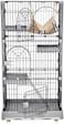Cat cage with hammock, wide perch, slide-out tray, climbing ladder, and universal wheels, 3-Tier kitten cage for multiple cats, Durable metal wire cage 145 cm (Black/Grey)