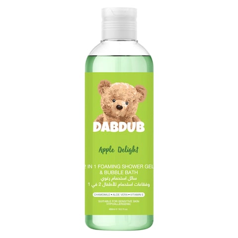 Dabdub Apple Delight 2-In-1 Foaming Shower Gel And Bubble Bath Green 480ml