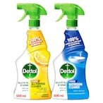 Buy Dettol Disinfectant Liquid Lemon With Healthy Clean Bathroom Spray 500ml Pack of 2 in UAE