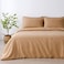 Luna Home King Size 6 Pieces Premium Satin Stripe Duvet Cover, Solid Champagne Gold