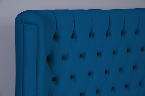 PAN Home Home Furnishings Neptune Headboard Velvet Blue L-100: H-125cm 100x125 Blue