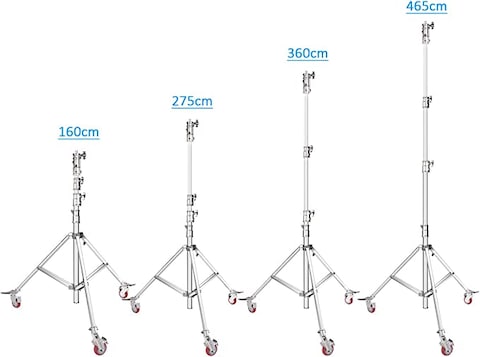 COOPIC Photo Studio Wheeled Roller Heavy Duty Stainless Steel Light Stand, Detachable Wheels with Adjustable 1 Leg and Adjustable Height maximum up to 465cm used for Soft box, Moonlight and Other