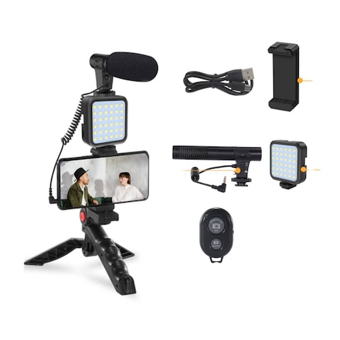 Smart Phone Vlogging Kit With Microphone,Light And Stand tripod