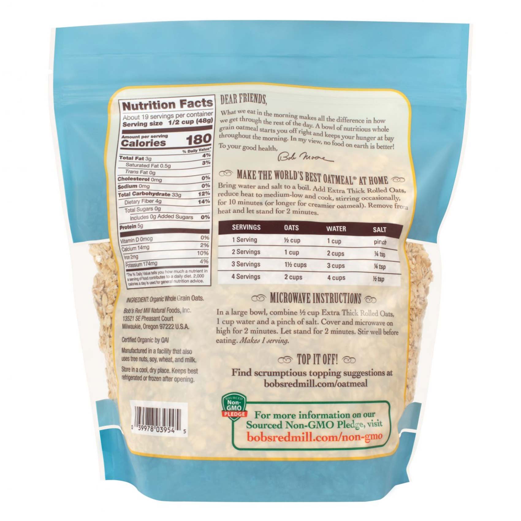 Bob's Red Mill Organic Oats Extra Thick Rolled 907 Gram product thumbnail 2