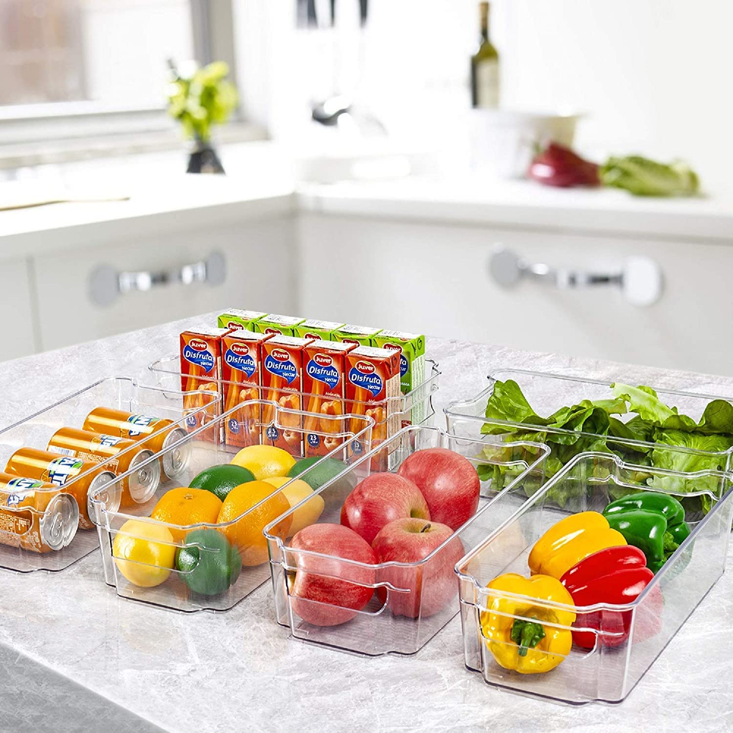 Clear Plastic Organizer Bins For Fridge, Kitchen Cabinet, Pantry Organization &amp; Storage, BPA Free Fridge Organizer (20 Pcs)