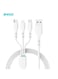 BWOO 3 in 1 Fast Multi Charging Cable 5V 3A - 1m / Type C Micro USB C Cables Lightning Multiple Charger Cord Data Transfer Universal Charger Compatible with iPhone Samsung Galaxy All Mobile Phone
