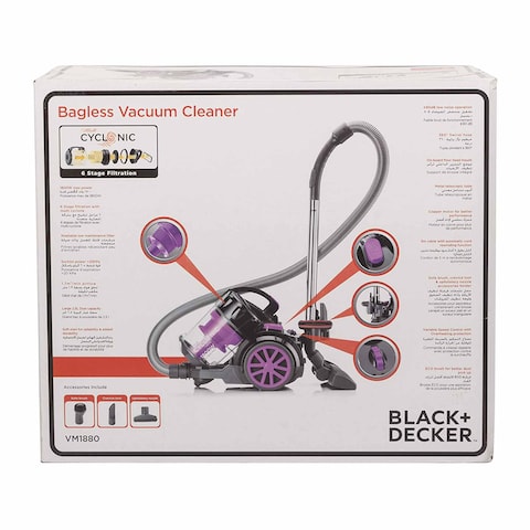 Black + Decker Bagless Vacuum Cleaner - 1800 Watt - Purple - VM1880