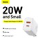 Baseus 20W USB C PD Fast Charger Dual Port Type-C Quick QC3.0 Wall Adapter EU Plug White