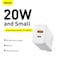 Baseus 20W USB C PD Fast Charger Dual Port Type-C Quick QC3.0 Wall Adapter EU Plug White