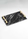 Lowha Decorative Acrylic Serving Tray With Gold Metal Handles And Wave Marble Design 20x30 cm