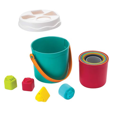 Infantino Stack&#39;n Nest Buckets Shape Sorting Toy 6+ Months 14 Pieces