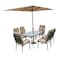 بيسترو طقم حديقة 9 قطع مع طاولة مظلة ومجموعة من 6 كراسي قابلة للطي