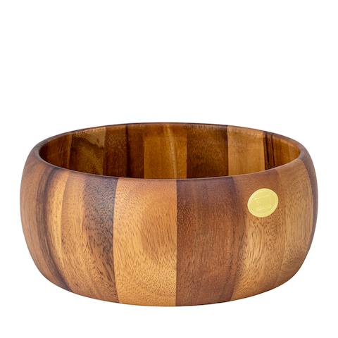 BILLI Acacia Wood Round Serving Bowl for Fruits or Salads, Large Single Bowl, DIA 24 X 10H cm