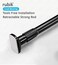 Rubik Shower Curtain Rod Adjustable 110-200cm Thick &amp; Extendable 25mm Telescopic Length Tension Bar Painted Surface No Drill Type for Bathroom Shower Bathtub Cabinet (Black, 110cm to 200cm)