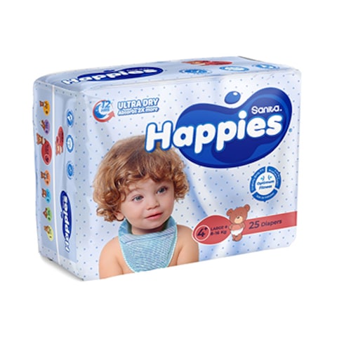 Sanita Happies Ultra Dry Plus Diapers Large 25 Count 8 To 16KG