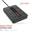 Porodo Universal Power Socket, 6 Ac Output 5 USB Port &amp; USB-C Pd 18W Multiport Socket, Power Hub Built-In Timer, Fire-Proof Material Power Strip, 200Cm Extension Cord, Charging Station (Black)