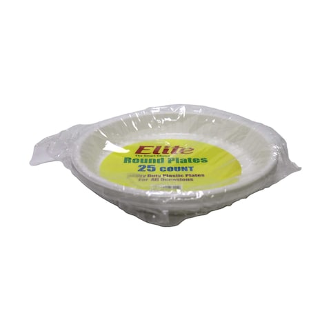 Tiba Elite Plastic Plates - Medium - 25 Pieces