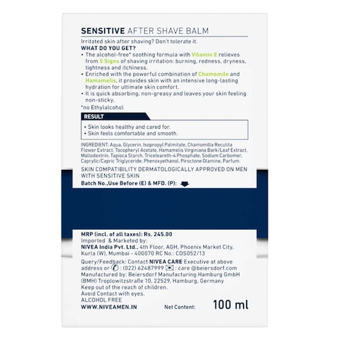 Nivea Sensitive Balm Afshav100Ml
